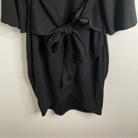 Boohoo Kimono Sleeves Wrap Over Dress Black Size 18 - Picture 4 of 6